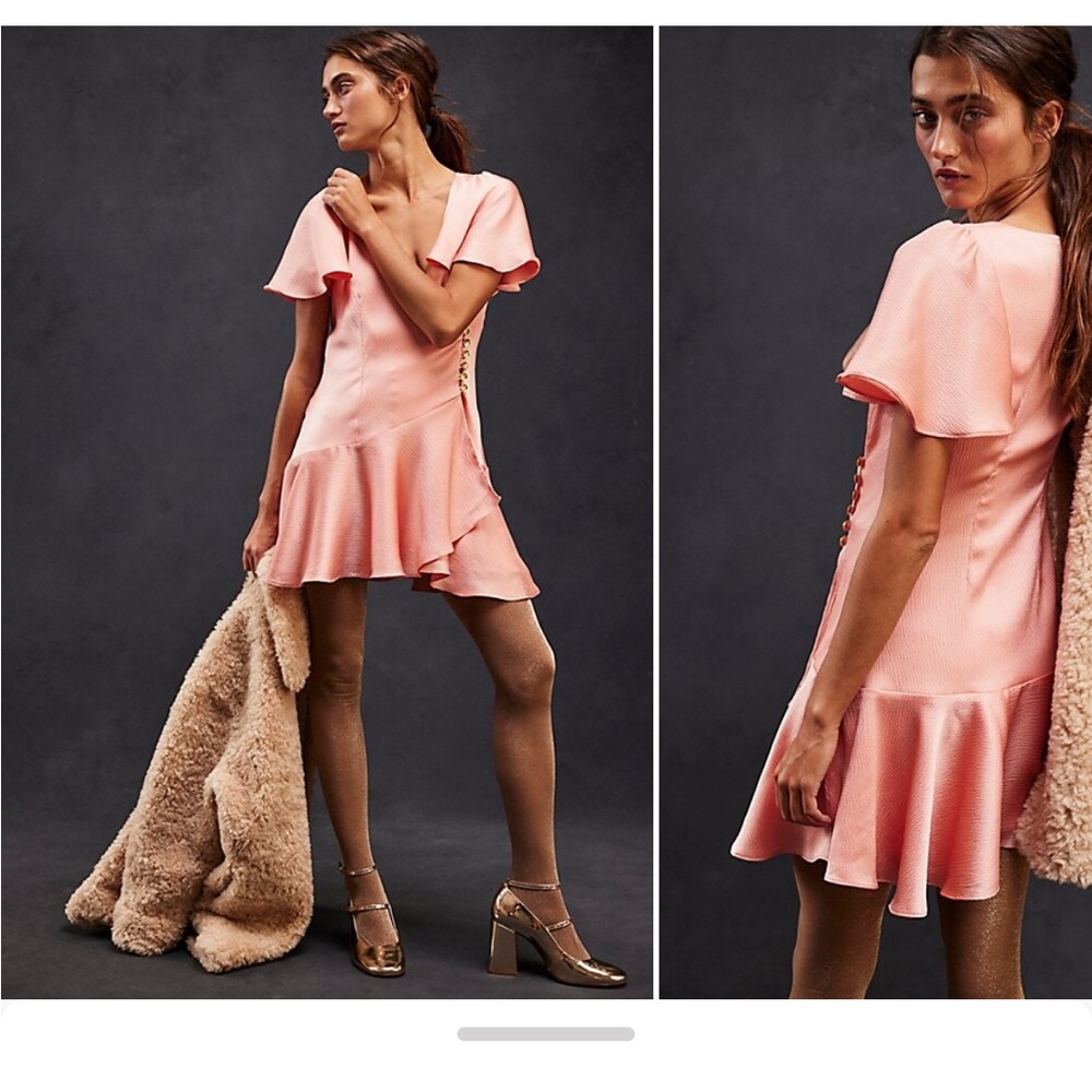 Free People BOHO Peach Dress with Button Detail - Picture 7 of 7
